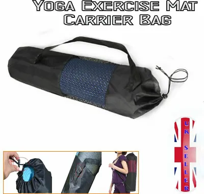 New Yoga Mat Carrier Bag Nylon Mesh Adjustable Strap Washable Exercise • £4.35