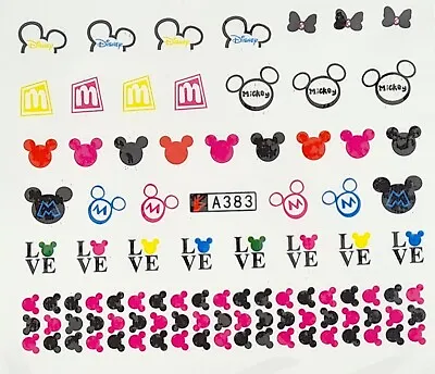 Mickey Minnie Mouse Logo Nail Art Decal Decoration Manicure Water Transfer • £2.99