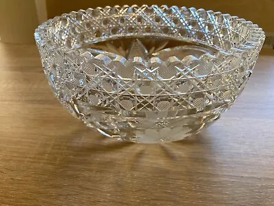 Vintage Antique American Brilliant Cut Glass  Crystal Hobstar Round Bowl Dish • $59.99