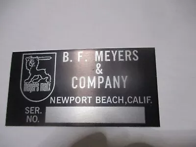 Id Nameplate B.F.Meyers NEWPORT Beach Manx Buggy Yr • $37.19