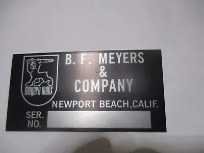 Nameplate Id-plate Sign B.F. Meyers Newport Beach Manx Buggy Year Old • $37.20