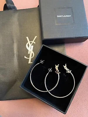 SAINT LAURENT LARGE HOOP EARRINGS With Original Box And Bag • £55