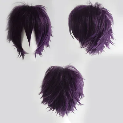 Hot UNISEX Male Female Anime Short Wig Blue Brown Blonde Straight Cosplay Wigs S • $15.58