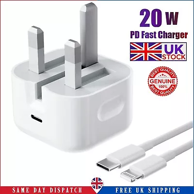 Genuine USB-C Fast Power Adapter Charger PD Plug/ Cable For IPhone 15/14/13/12 • £3.99