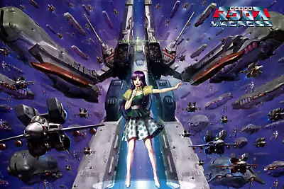 Macross Poster Minmei Singing Final Battle SDF-1 18inx12in Free Shipping • $9.95