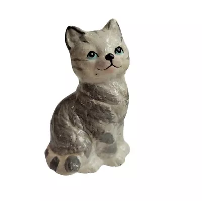 Vintage Enesco Grey Tabby Stripe Cat Kitten Figurine  • $13.49