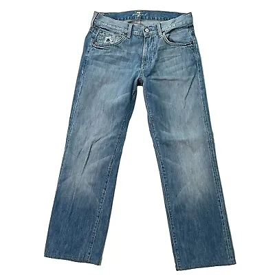 7 For All Mankind Jeans 32 X 29 Austyn Straight Leg Light Blue Wash Mens • $19.95