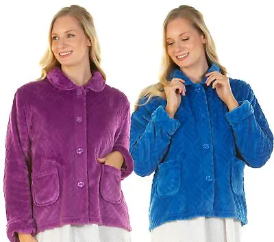 La Marquise Bed Jacket Midnight Tulip Soft Fleece Button Through Bedjacket • £19.99