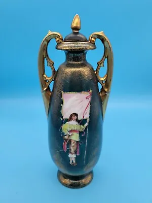 Antique Victoria Carlsbad Austria Porcelain Vase Urn Vessel W/Lid Top • $58.50