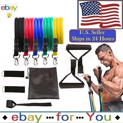 $28.95 • Buy Muscle 11 PCS Resistance Bands Set With Handles Exercise Tube Workout Bands