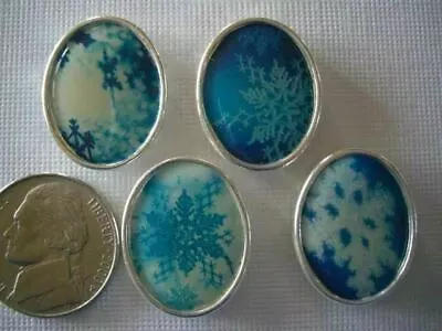 2 Hole Slider Beads Oval Snowflake Picture Tile #4 • $5.50