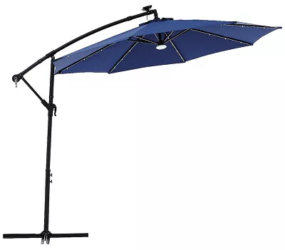 Barton Offset Hanging Umbrella Beige W/LEDs 10' 8 Steel Ribs Outdoor Patio Lawn • $84.95