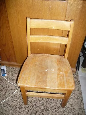 Vintage Rustic Child/Kid Solid Oak Wood School Playroom Desk Chair ST.LOUIS • $45