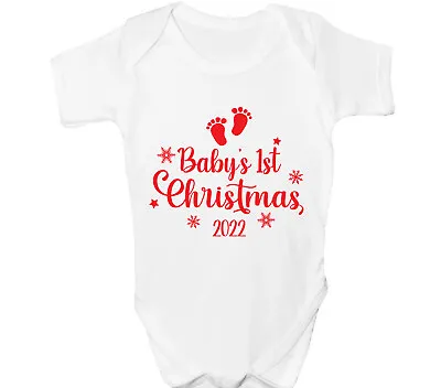 Babys First Christmas Baby Grow Suit 1st Santa Boys Girls Any Name Xmas Gift • £3.99