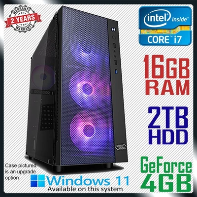 $939 • Buy Intel Core I7 Quad-Core NVidia GeForce 16GB RAM 2TB Gaming Computer Desktop PC