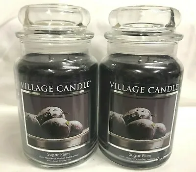 Village Candle Lot (2) SUGAR PLUM Large Jar Candle Two Wicks  • $47.99