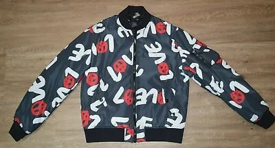 Love Moschino All Over  Love  Print Graffiti Bomber Jacket Size 32 / Small • $60