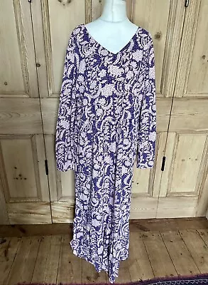 White Stuff Patterned Long Sleeve Tiered Cotton Maxi Dress Size 22 • £24