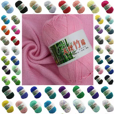 $1.10 • Buy 60 Colors Super Soft Bamboo Crochet Cotton Knitting Yarn Baby Kid Knit Wool Yarn