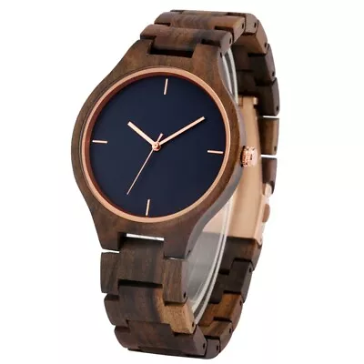 Natural Walnut Wooden Wristwatch Wood Band Quartz Watches For Men Christams Gift • $40.65