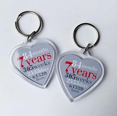 2x 7th Anniversary 7 Years In Time Wedding Anniversary Heart Keyring Gift  • £3.41