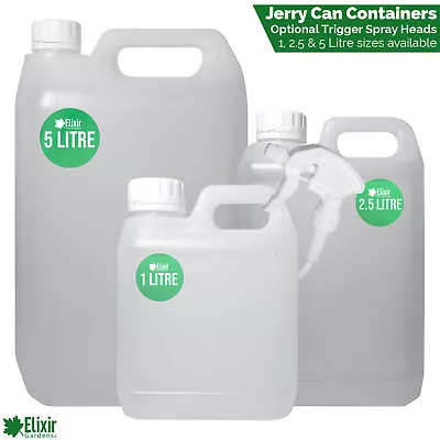 Plastic Water Jerry Can Storage Container Bottles & Spray Heads 1 2.5 & 5 Litre • £9.09