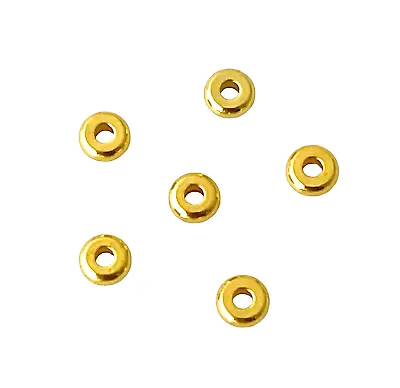 50 Bright Gold Brass Metal 4mm Flat Round Heishi Disc Copper Spacer Accent Beads • $5.99