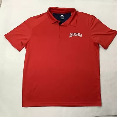 Angels XL Red Majestic MLB Polo Short Sleeve Shirt • $12.99