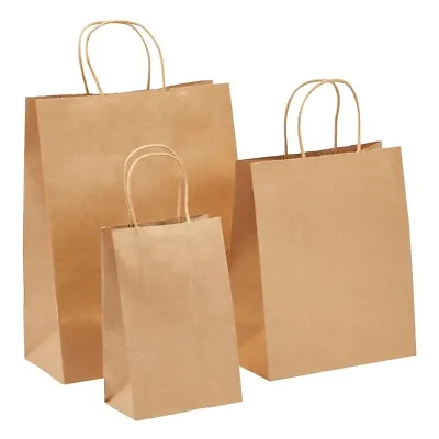 $27.99 • Buy 90 Pcs Brown Paper Shopping Kraft Retail Gift Merchandise Bags With Handles Bulk