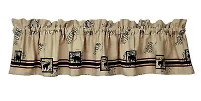 Timber Trails VALANCE Lined Country Rustic Cabin Lodge 14x72 Bear Moose Beige • $24.99