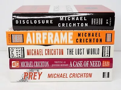 Michael Crichton Lot Of 5 Large Print Edition Science Fiction & Suspense Novels • $15.99