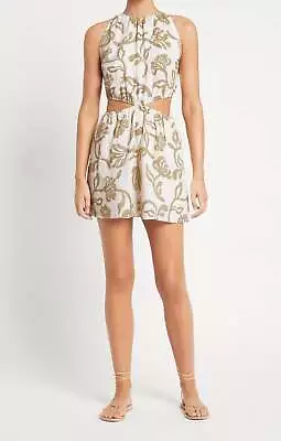 FAITHFULL THE BRAND NWT $219 Di Tusa Floral Cut Out Mini Dress In Oat M • $69