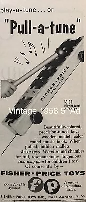 Vtg Fisher Price AD 1958 5” Pull-a-Tune 5” Promo Art ORIGINAL • $5.95