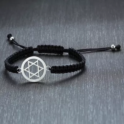 Braided Rope String Men Boys Bracelet Bangle Jewish Star Of David Charm Dad Gift • $14.57