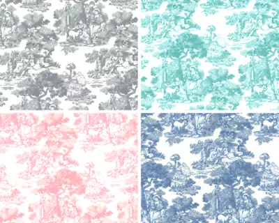 Toile  French Theme Patterned 100% Cotton Poplin Dress Fabric Material • £6.99