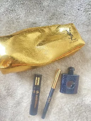 YSL Black Mini Gift Set Make Up Bag/Mascara 2ml &Eye Pencil 0.8g Black Opium 7ml • £27