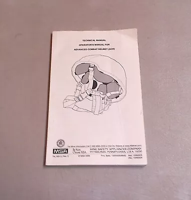 MSA Advanced Combat Helmet ACH Operator's Manual Book • $9.99