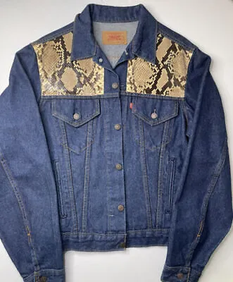 Levi� Vintage 80s Denim Jacket With Snake Skin Embellishments Sz. 42L • $138.76