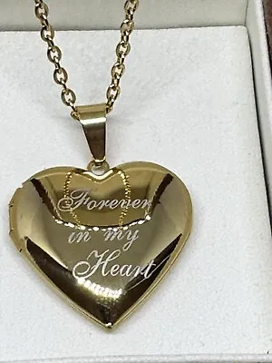 9CT Gold Filled Valentine  Locket  Pendant  Forever In My Heart  20'' Chain • £23.99