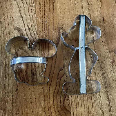 Vintage Lot Of 2 Disney Mickey Mouse Handled Large Metal Cookie Cutters • $18.49