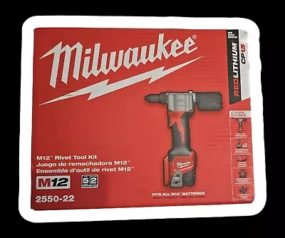 New Milwaukee M12 12V Li-Ion Cordless Rivet Tool Kit 2550-22 • $399.95