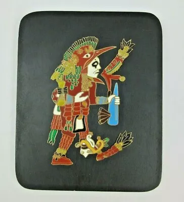 $49 • Buy Vintage Mexican Wood Enamel Aztec Wall Art Plaque Huitzilopochtli God Of Sun War