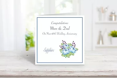 Personalised  65th Sapphire Anniversary Card - Wedding Anniversary Card • £3.90