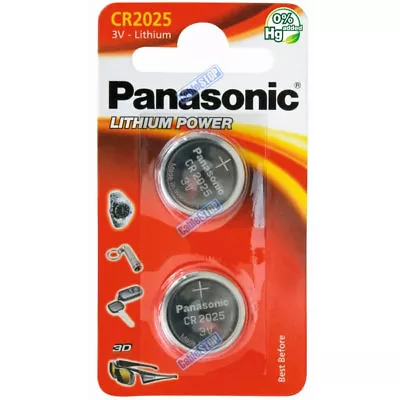 2 X PANASONIC CR2025 3V Lithium Battery EXPIRY 2033 Car Key Fob Coin Cell DL2025 • £3.25