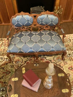 Miniature Carved Walnut Settee Bespaq Dollhouse • $79.99