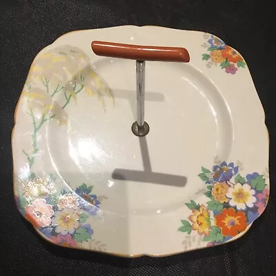 Antique Art Deco H&K Tunstall Cake Stand With The Amber Coloured Handle • £11