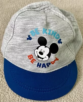 DISNEY 6-12 Months Baby Mickey Mouse Grey Blue Baseball Cap Sun Hat • £0.99