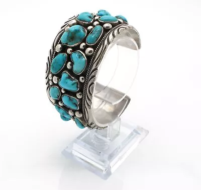 Vintage Southwest Sterling Silver And Turquoise Cuff Bracelet #S887-10 • $9.50