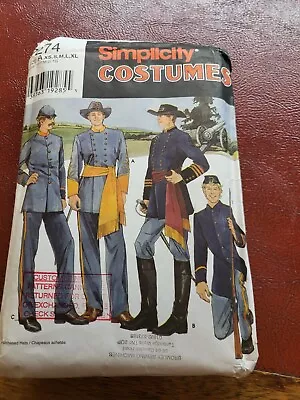 Simplicity 7274 Men's Civil War Costumes Sewing Pattern XS-XL Uncut • £10