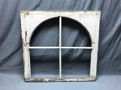 Antique 4 Lite 27x29 Arched Glass Top Window Sash Shabby White VTG Chic 1045-22B • $195